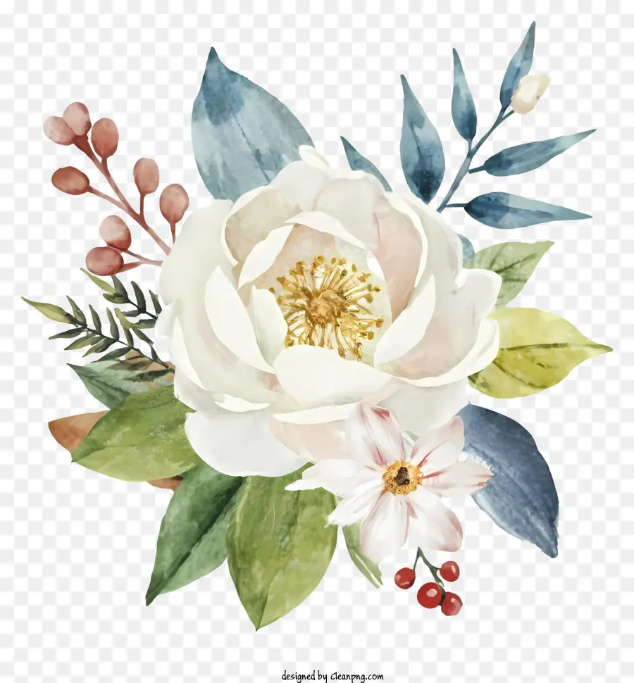 Flor Blanca，Pintura A La Acuarela PNG