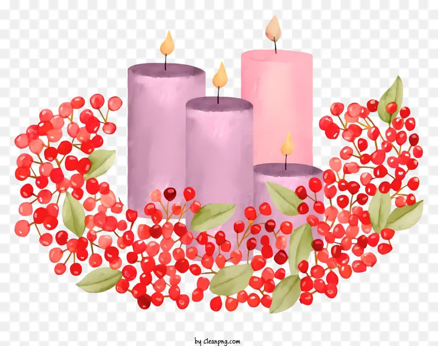 Velas Rosas，Velas Moradas Y Rosas PNG