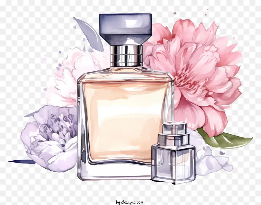 Botella De Perfume，Peonies Pink PNG