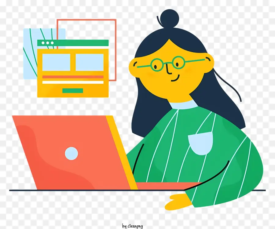 Mujer Que Trabaja En La Computadora Portátil，Trabajo De Oficina PNG