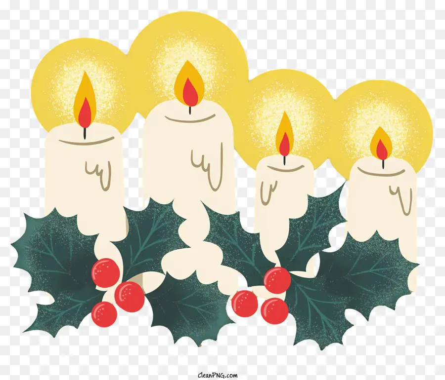 Velas，Hojas De Acebo PNG