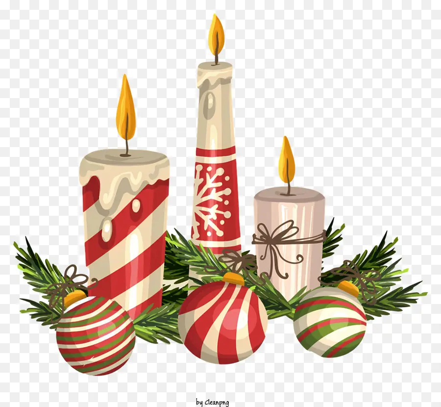 Vela De Navidad，Vela Rayada Roja Y Blanca PNG