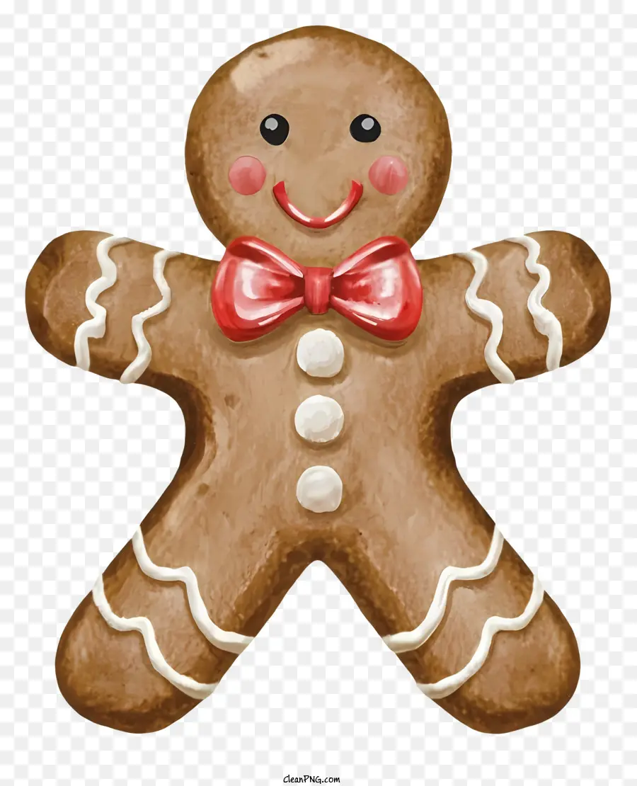 Hombre De Pan De Jengibre，Bowtie Rojo PNG