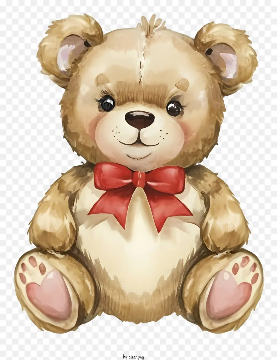 Ilustración De Osito De Peluche，Corbata De Lazo Rojo PNG