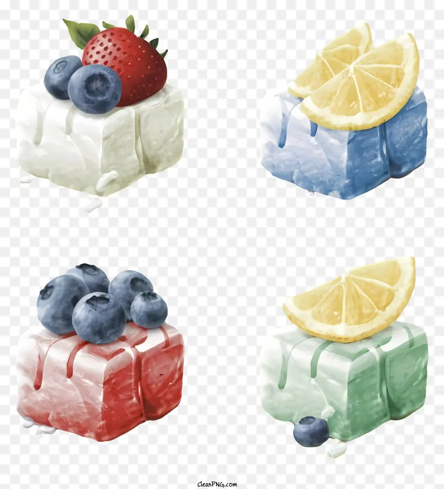 Cubitos De Hielo，Cubos De Fruta PNG