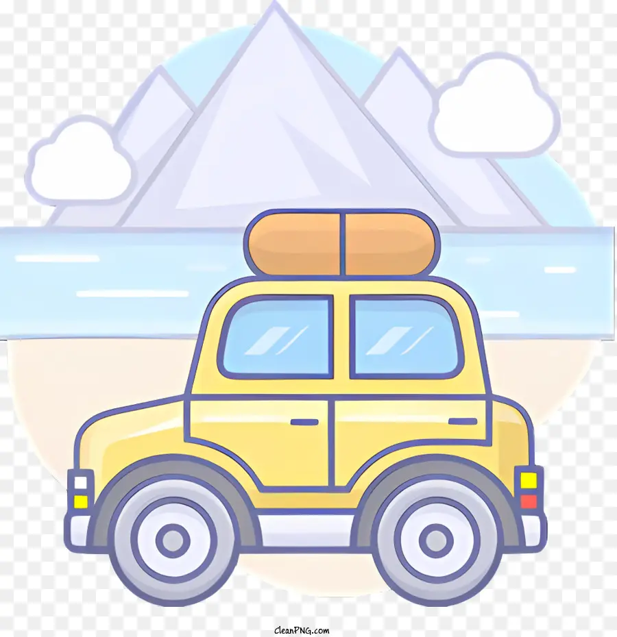 Coche Con Tabla De Surf，Coche Amarillo PNG