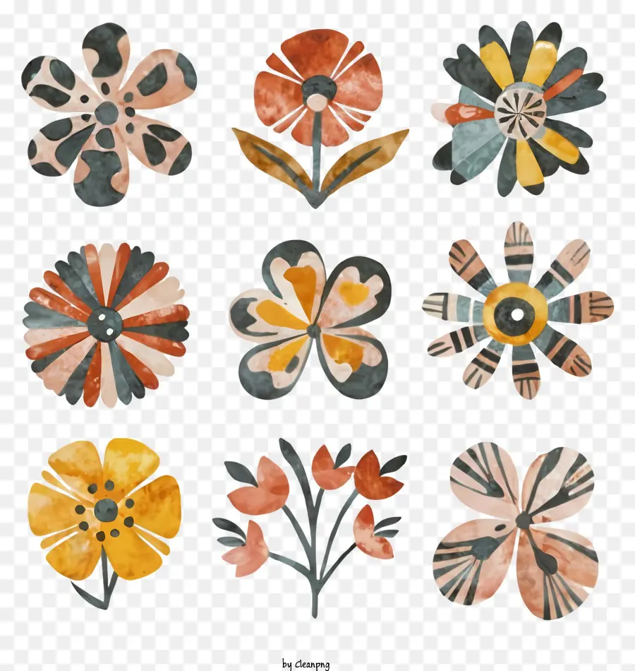 Diseños De Flores De Acuarela，Flores De Colores PNG