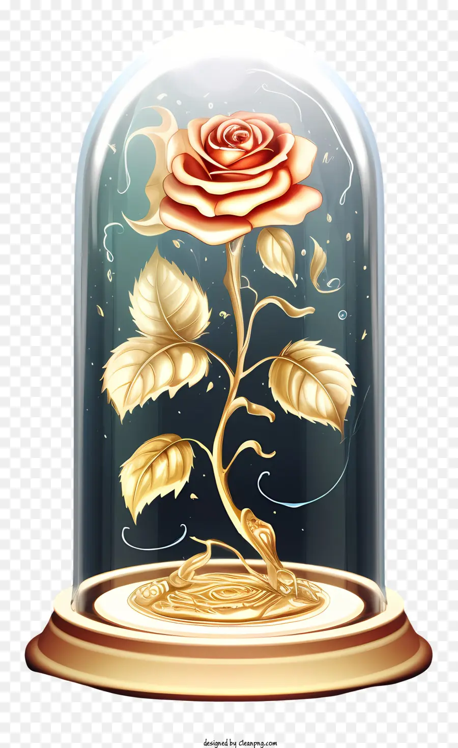 Rose En Cúpula De Vidrio，Gold Rose PNG