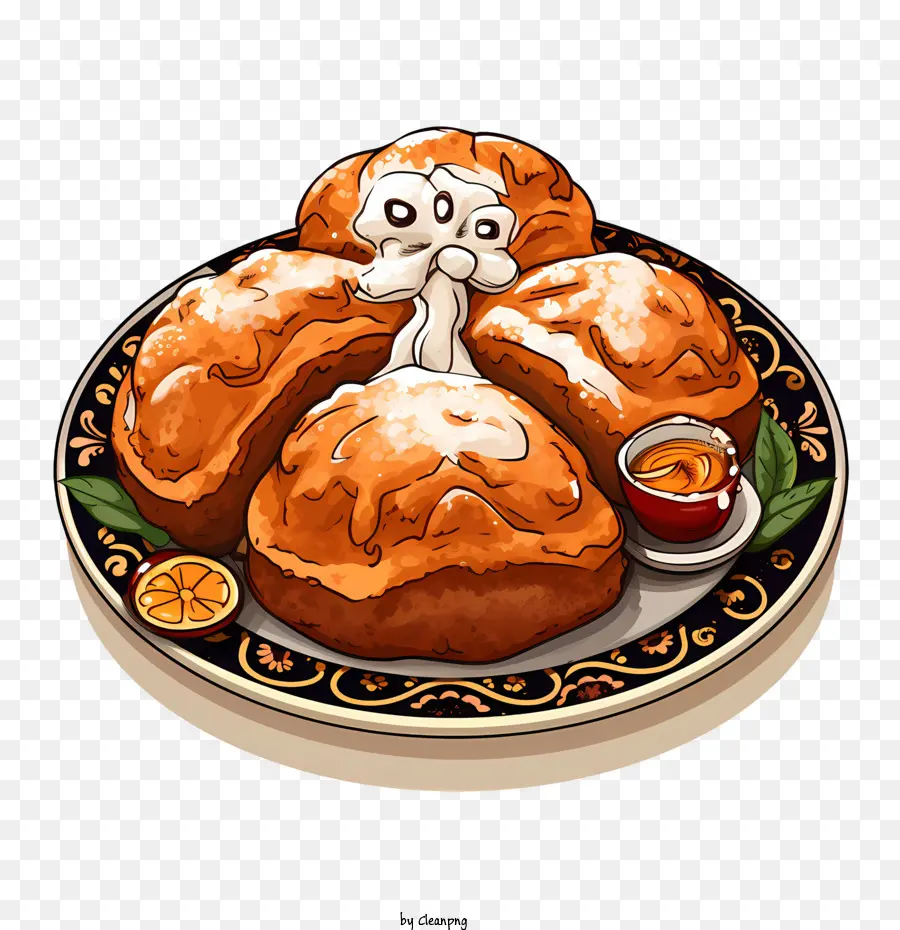 Pan De Muerto，Pasteles Con Azúcar En Polvo PNG