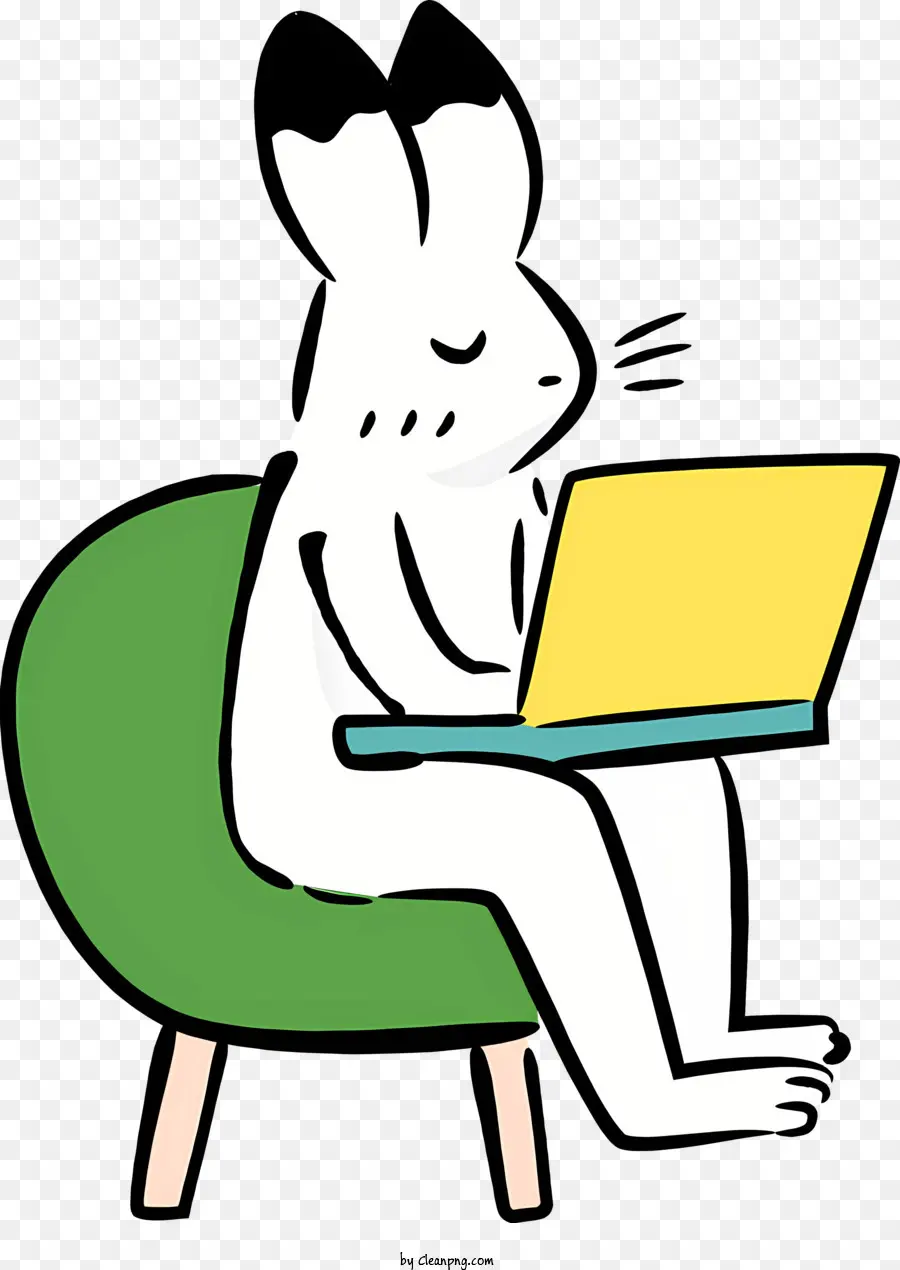 Conejo Trabajando En La Computadora Portátil，Conejo De La Oficina PNG