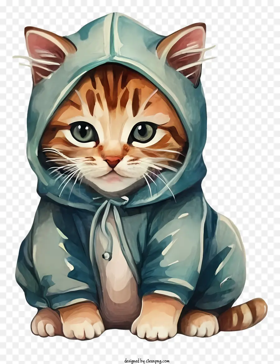 Gato Marrón Pequeño，Cat Using Hoodie PNG