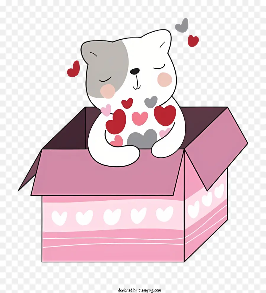 Gato，Caja De Cartón Rosa PNG