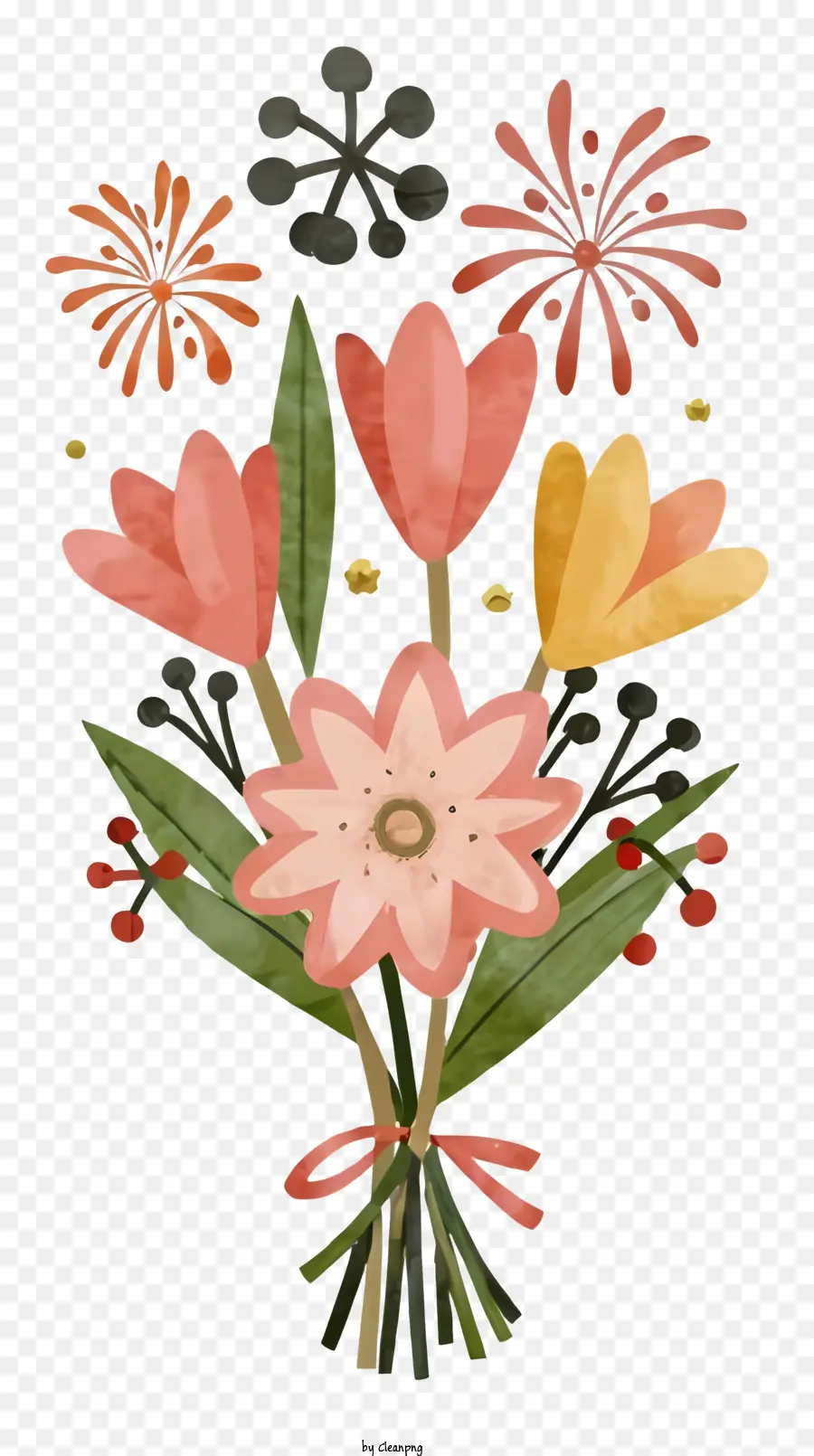 Pintura A La Acuarela，Bouquet Of Flowers PNG