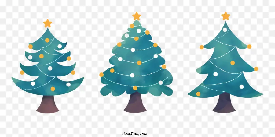 Los árboles De Navidad，Oro Luces PNG