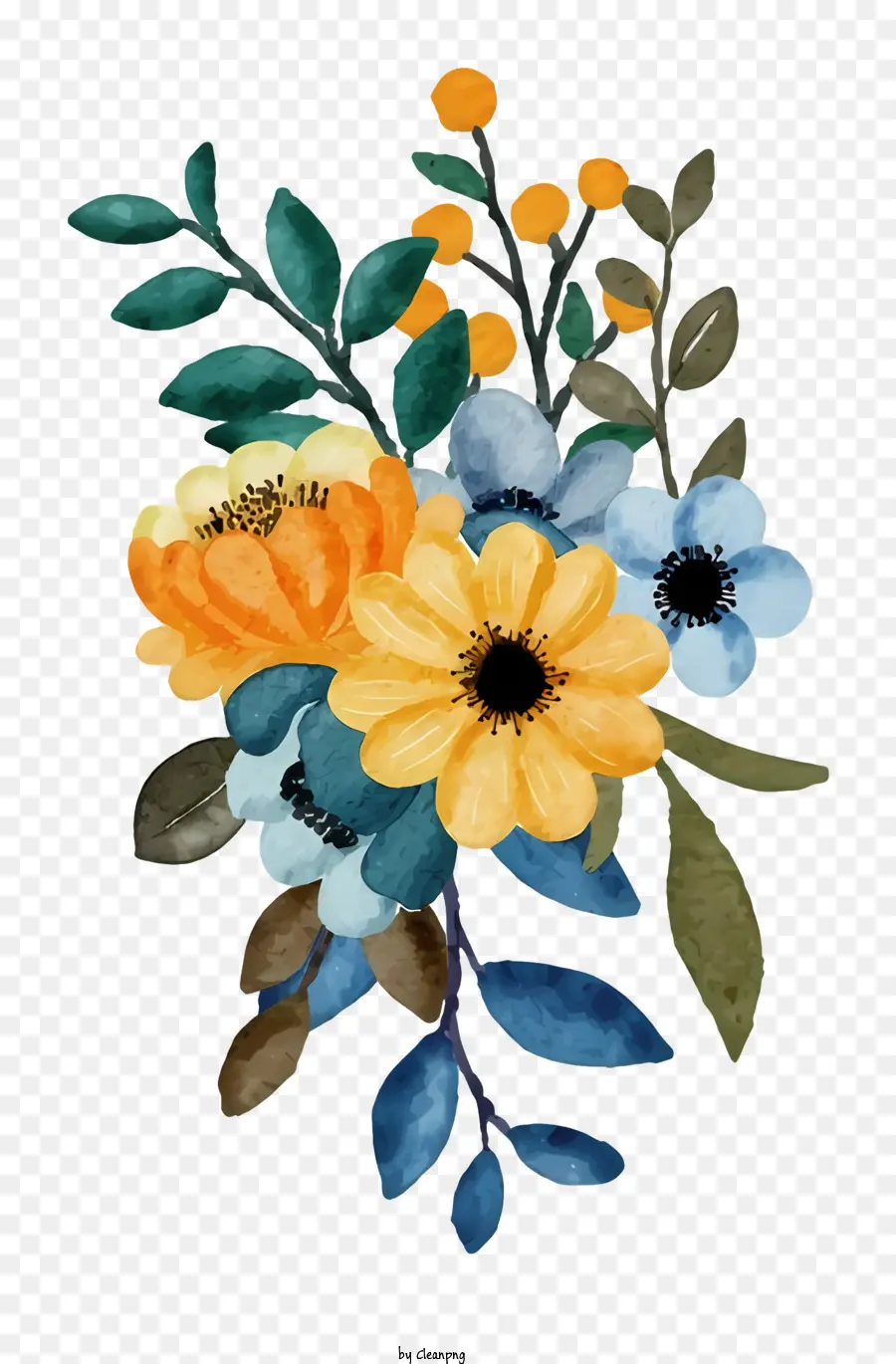 Pintura A La Acuarela，Bouquet Of Flowers PNG