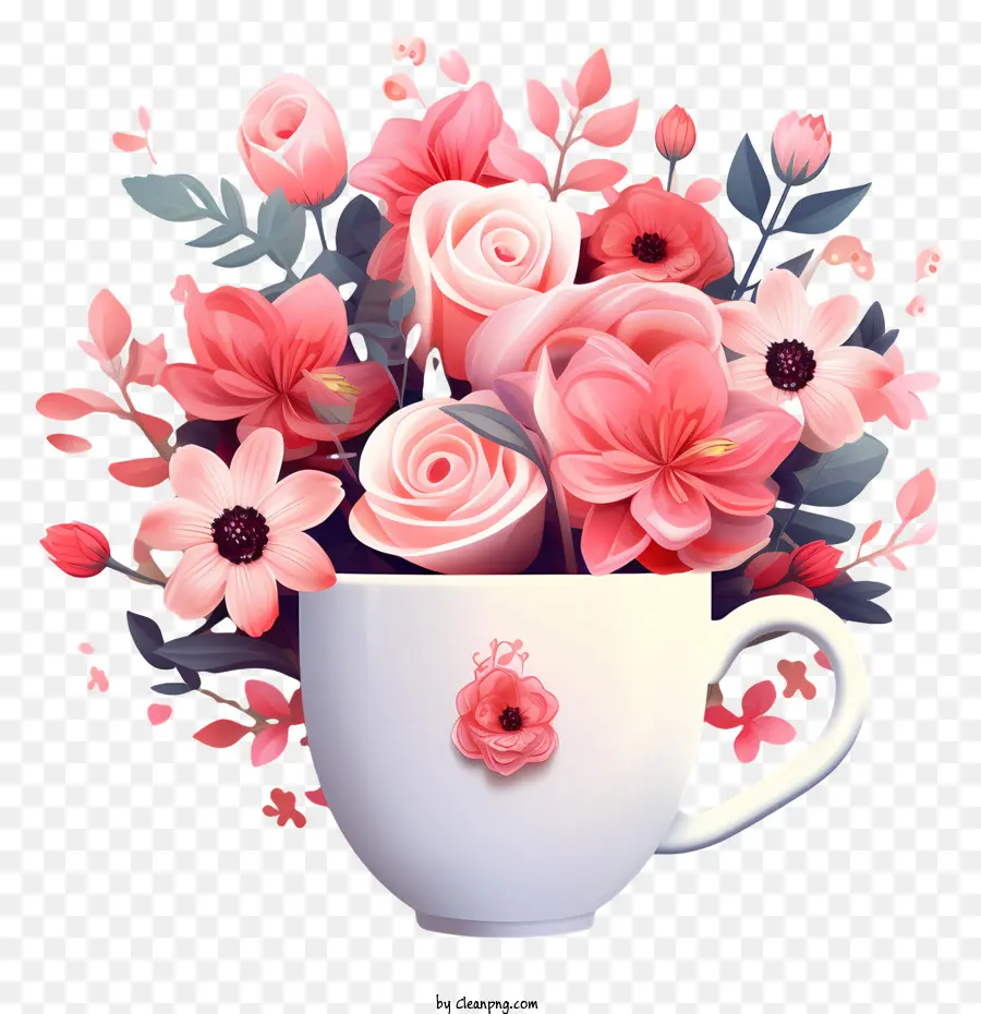 La Porcelana De La Taza，Rosas De Color Rosa PNG