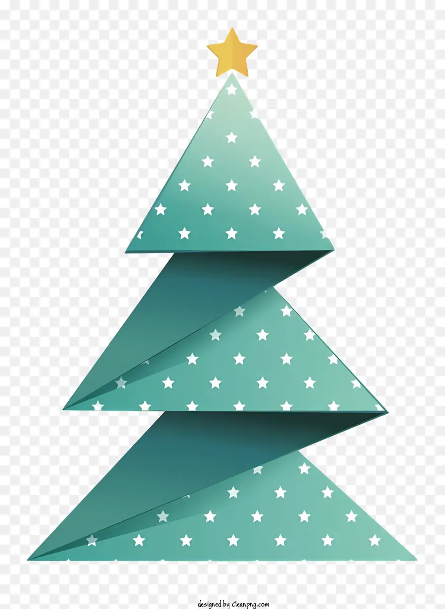 árbol De Navidad De Papel Verde，Estrellas En Ramas PNG