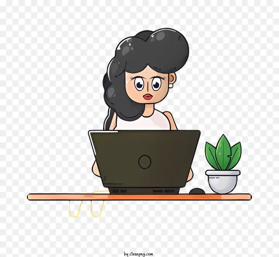Mujer Que Trabaja En La Computadora Portátil，Concentración En El Trabajo PNG