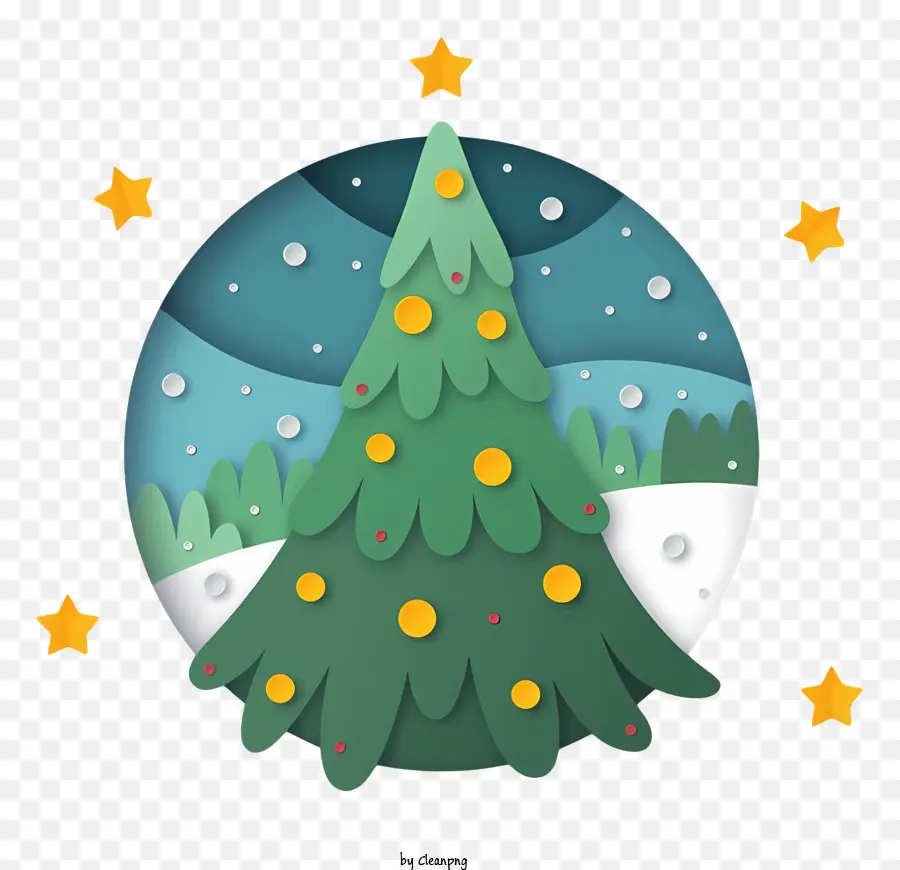 Pequeño árbol De Navidad，Estrellas En Ramas De árboles PNG