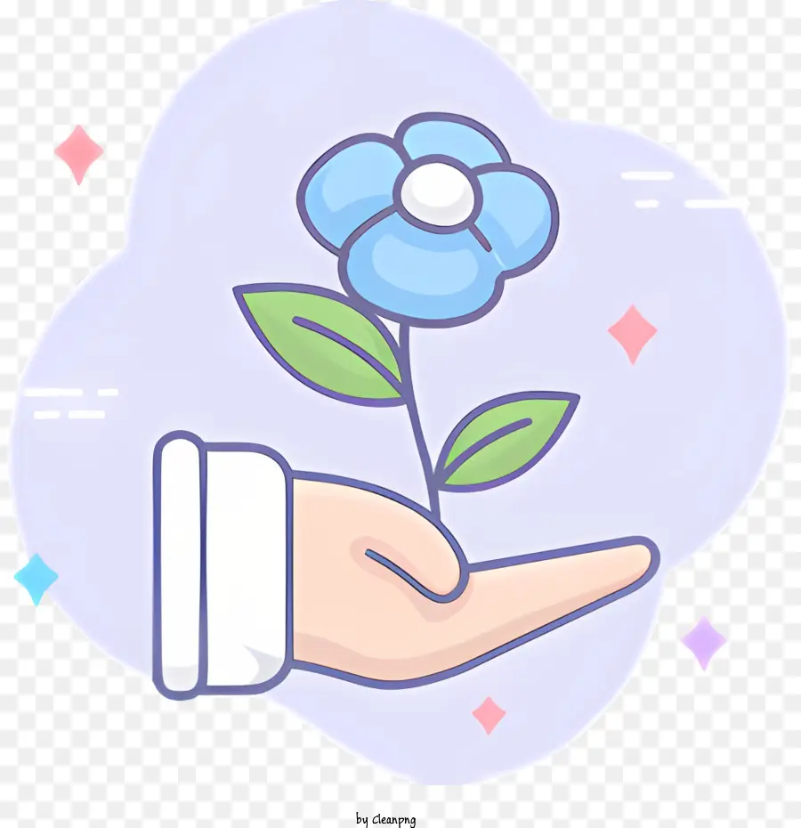 Flor Azul，Mano Con Flor PNG