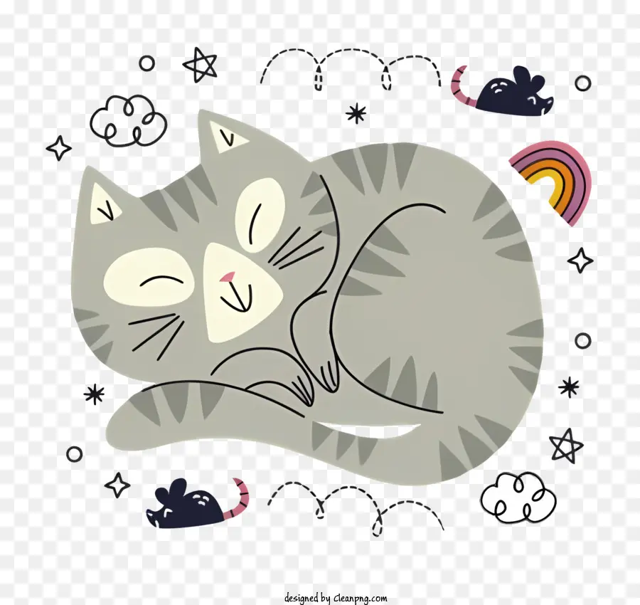 Gato Gris，Lindo PNG