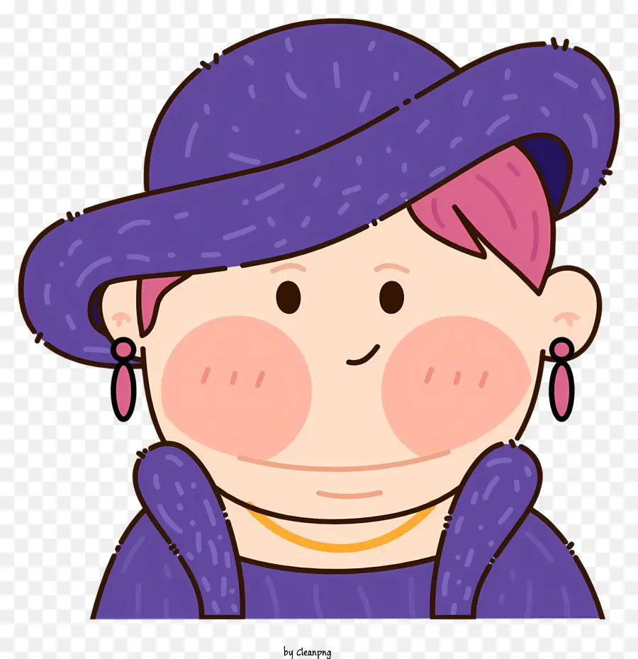 Mujer Con Sombrero Morado，Camisa De Color Rosa PNG