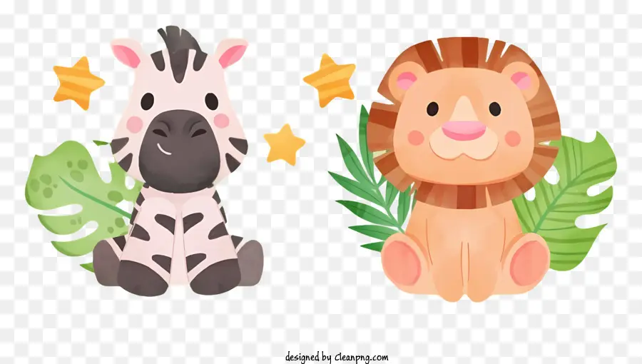 León Y Cebra，Personajes De Animales PNG