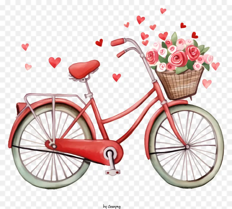 Red De Bicicletas，Cesta De Rosas PNG