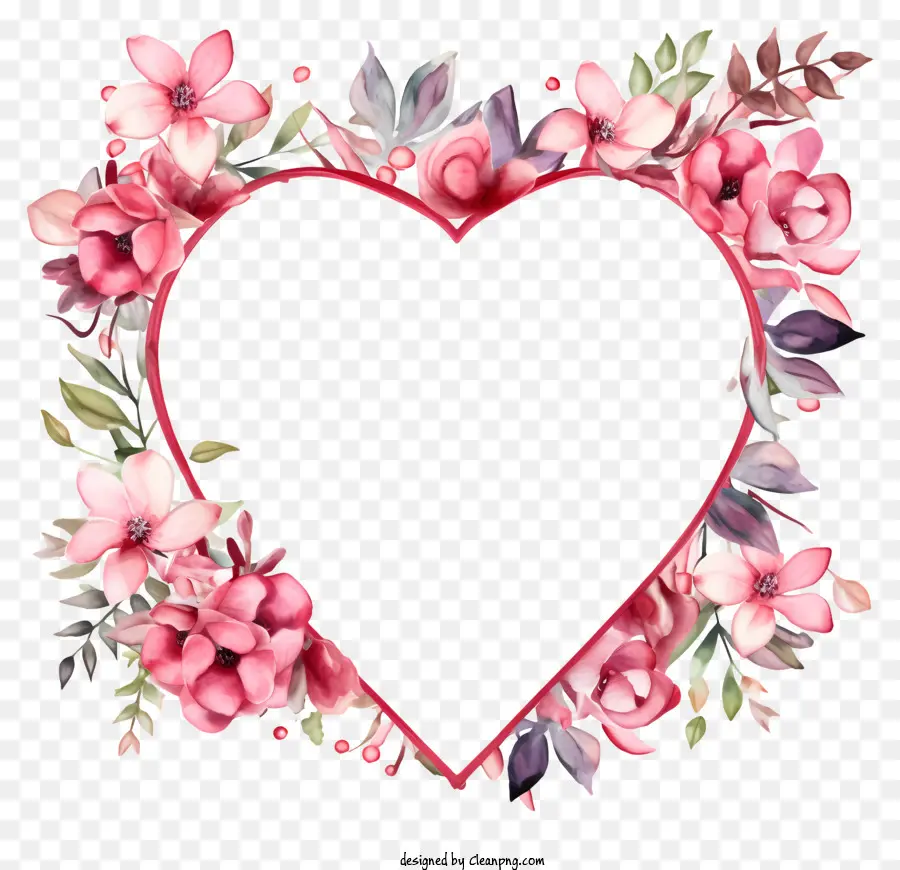 Corazón De Marco，Acuarela De Flores PNG