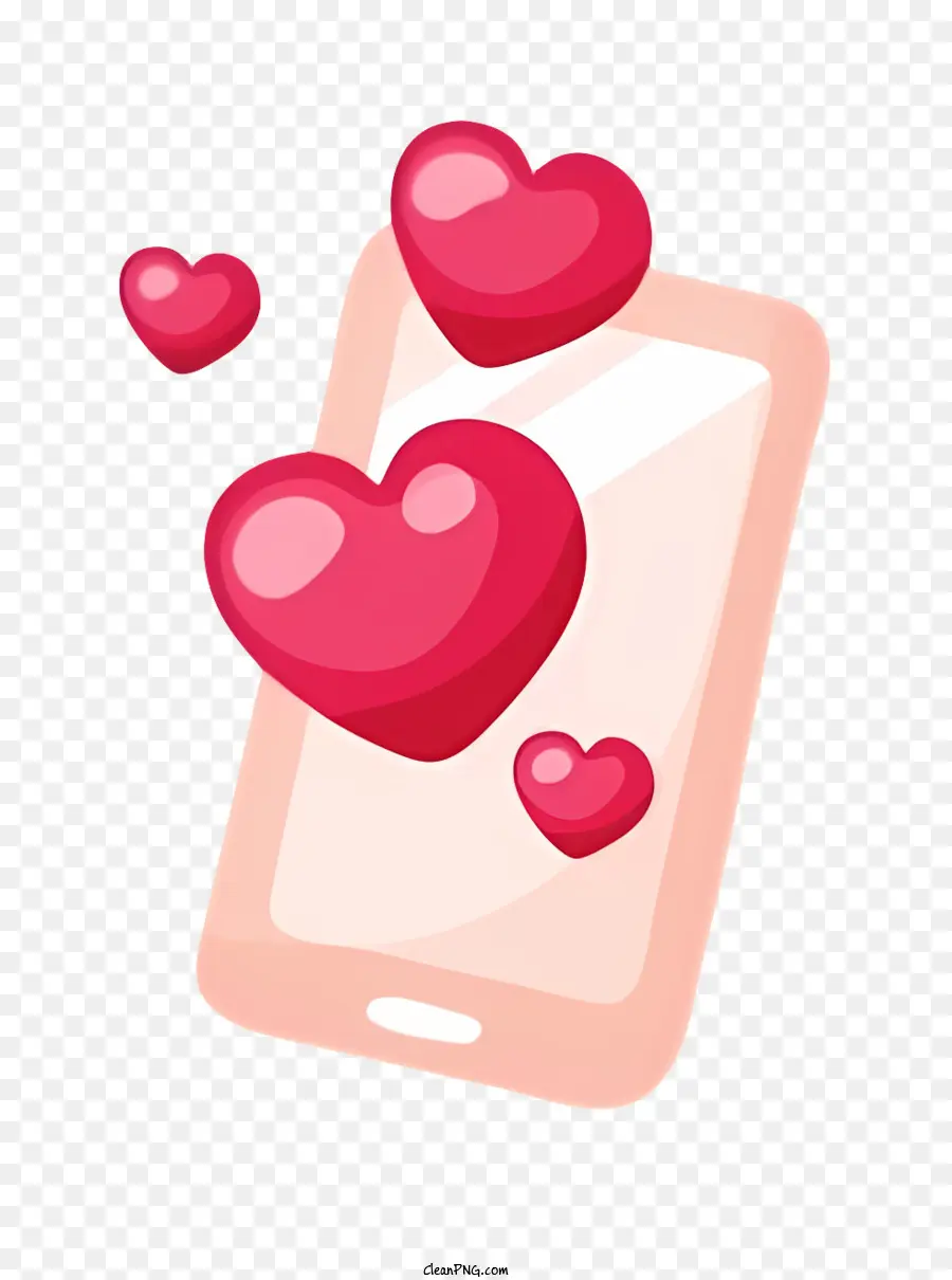 Teléfono Móvil，Teléfono Con Corazones PNG