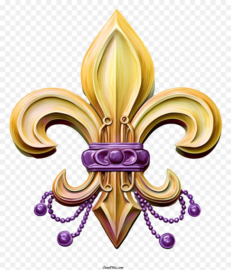 Golden Fleur De Lis，Black Background PNG