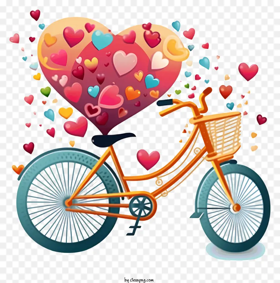 Bicicleta Con Temática De Amor，Bicicleta Con Corazón PNG