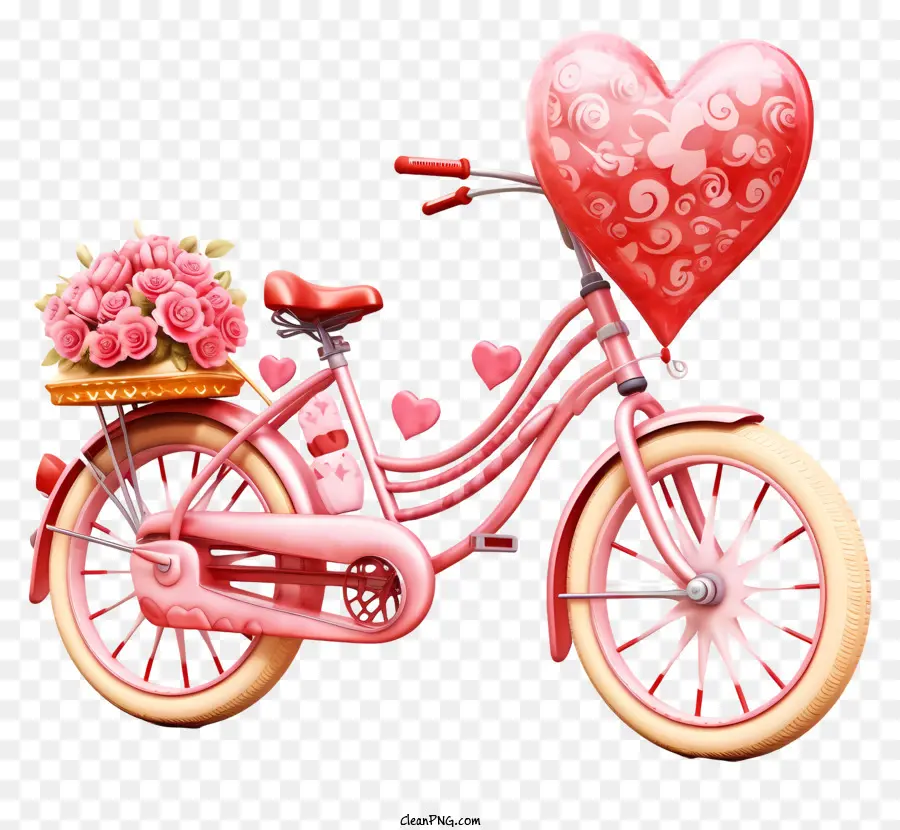 Rosa De Bicicletas，Cesta En Forma De Corazón PNG