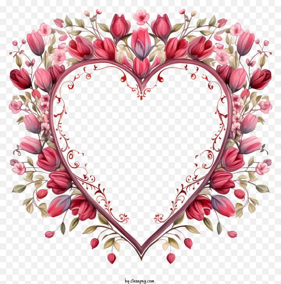 Corazón De Marco，Flores De Color Rosa PNG