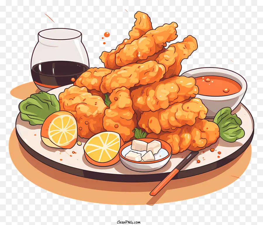 Nuggets De Pollo Frito，Salsa PNG