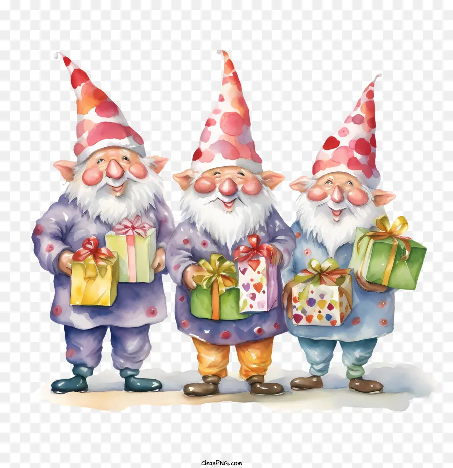 La Navidad De Gnome，Acuarela PNG