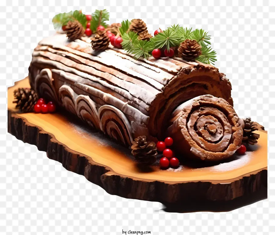 Pastel De Troncos De Navidad，Postre PNG