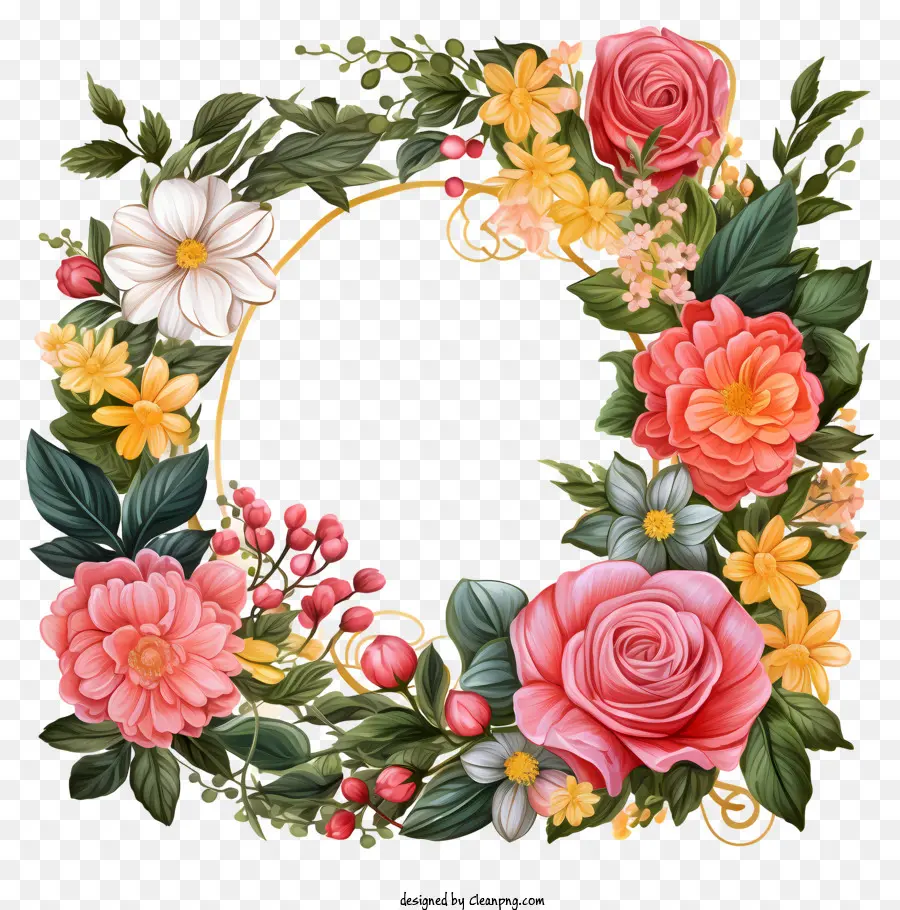 Floral Corona，Rosas De Color Rosa PNG