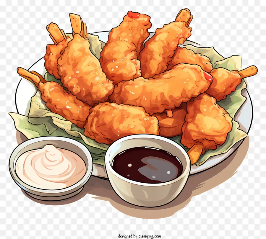 Alitas De Pollo Fritas，Salsa PNG