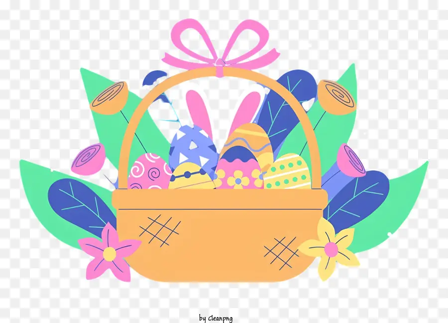 Canasta De Pascua，Coloridos Huevos PNG