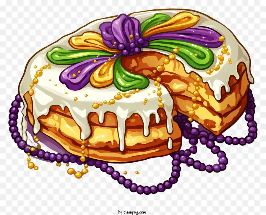 Mardi Gras King Cake，Glaseado Púrpura PNG