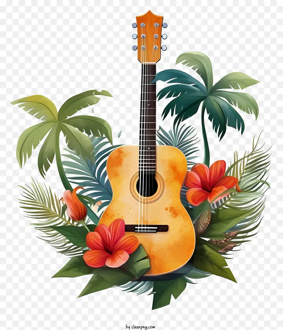 Guitarra，Guitarra Con Flores PNG