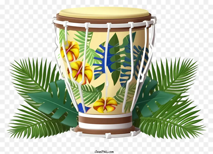 Tambor De Madera，Diseño Floral PNG