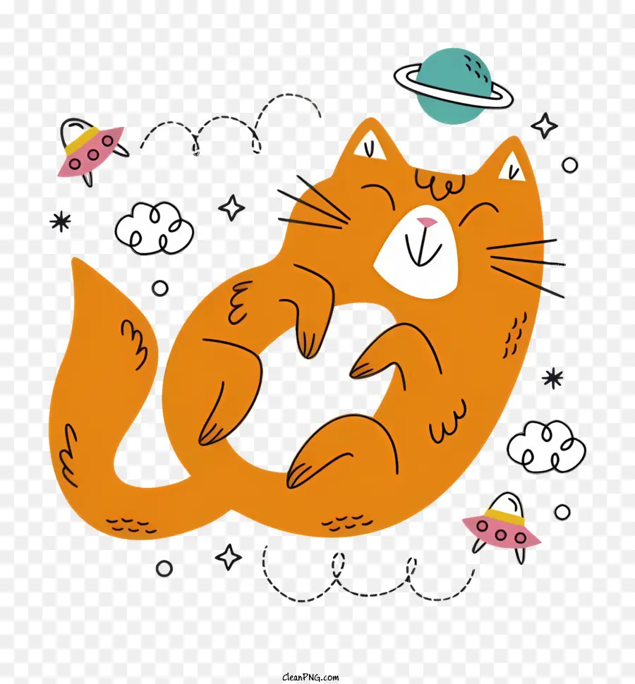 Gato De Color Naranja，Flotando En El Aire PNG