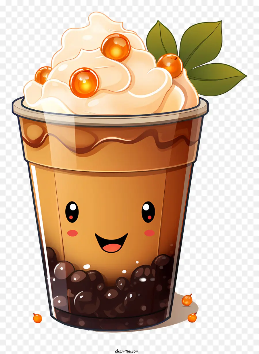 Café Con Crema Batida，Té De Burbujas PNG