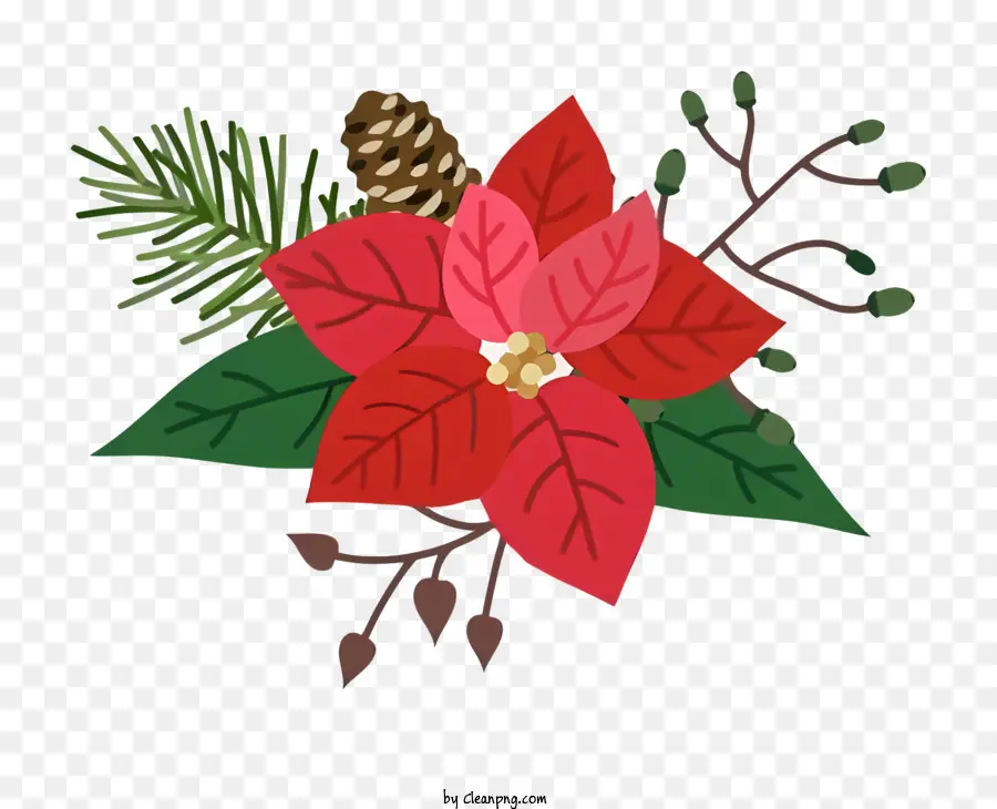 árbol De Navidad，Hojas Rojas Y Verdes PNG