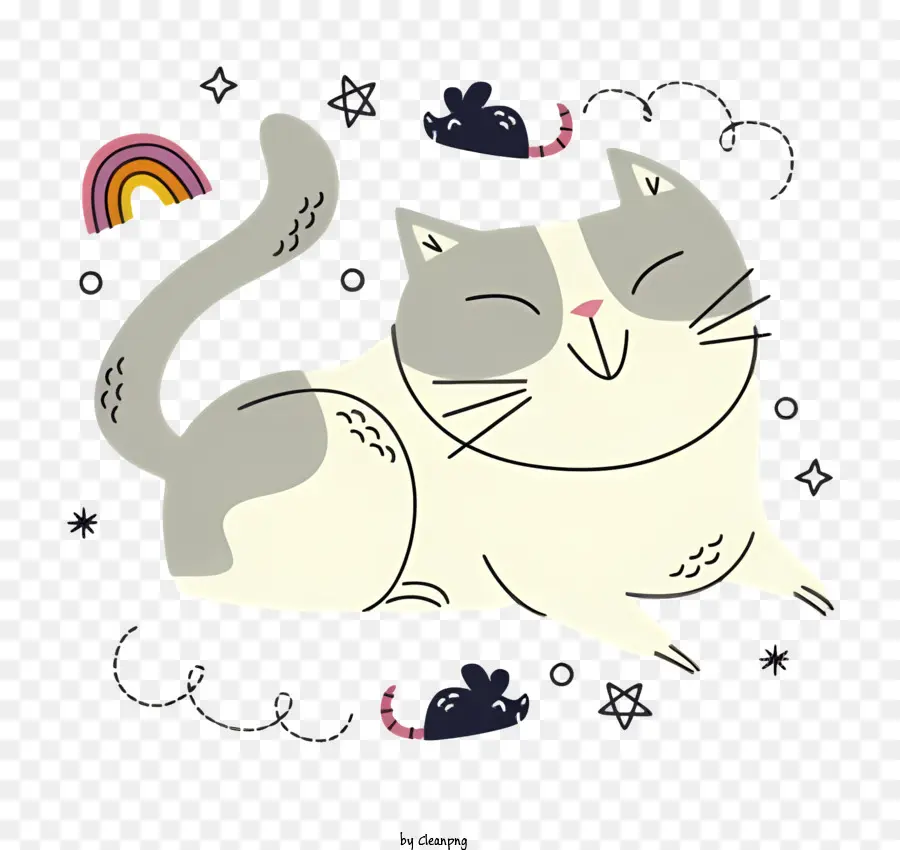 Gato Blanco Y Gris，Gato De Dibujos Animados PNG