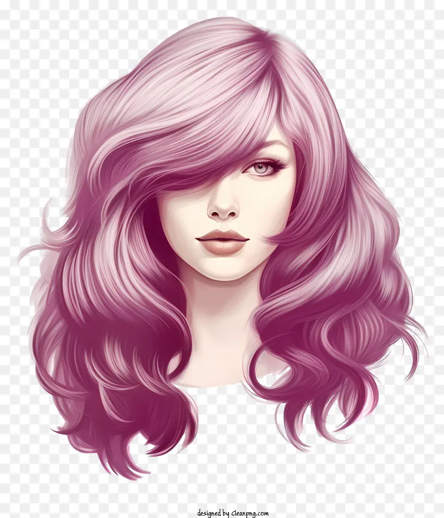 Mujer Con Cabello Rosado，Peluca Morada PNG