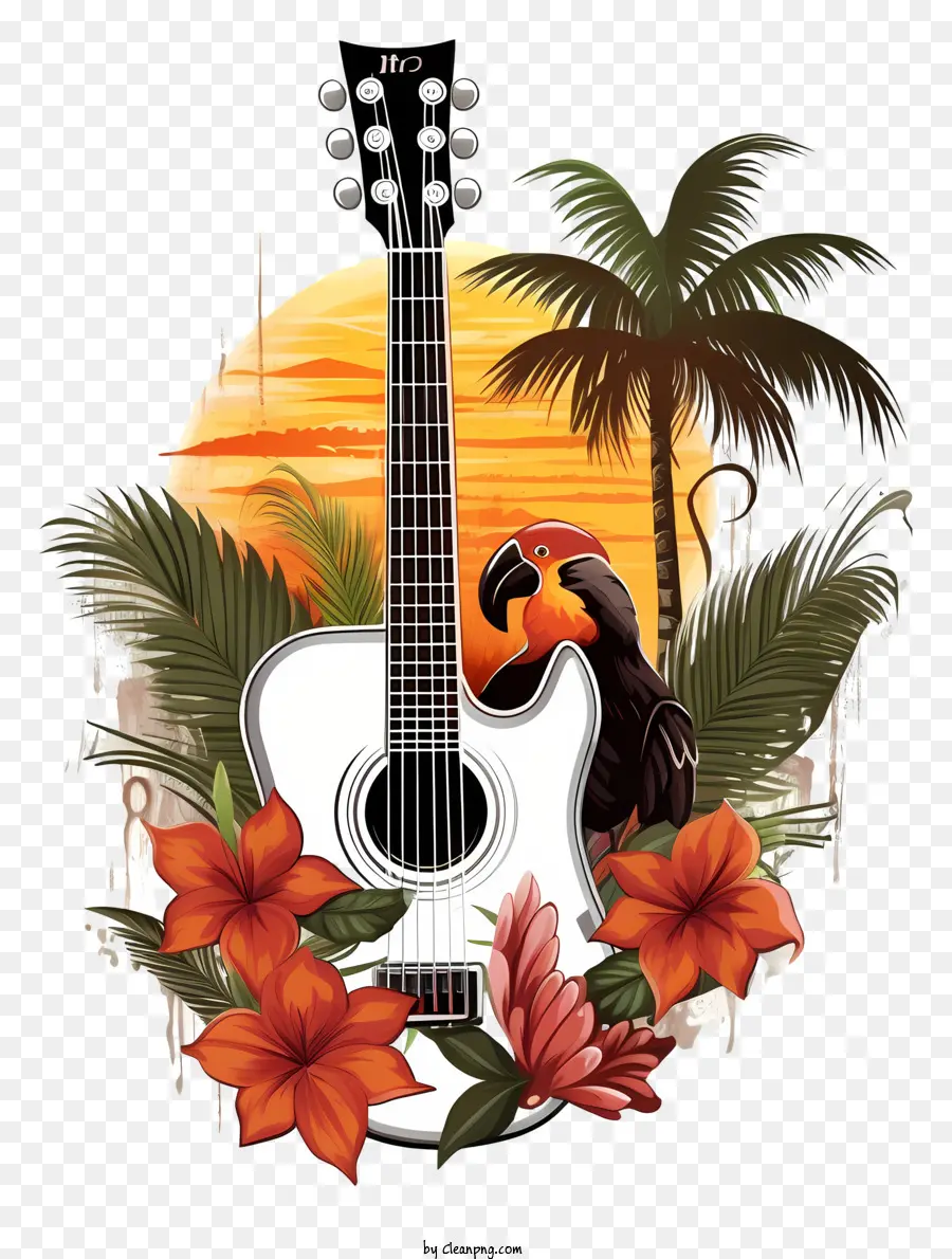 Guitarra，Atardecer PNG