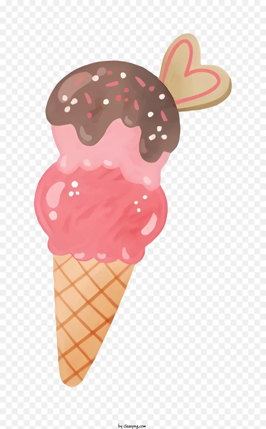 Cono De Helado Rosa，Agujero En Forma De Corazón PNG